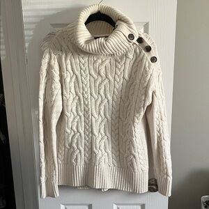 Banana Republic Off-White Cable Knit Turtleneck Sweater